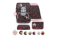 Belmil Motion Schulranzen Set 5-teilig "Champion Horse" mit Brustgurt, Hüftgurt, Magnetverschluss, Patch Set 6 Stück Champion Horse