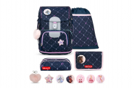 Belmil Motion Schulranzen Set 5-teilig "Midnight Gallop" mit Brustgurt, Hüftgurt, Magnetverschluss, Patch Set 6 Stück Midnight Gallop