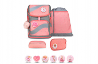 Belmil Smarty Schulranzen Set 5-teilig "Minimal Triangels" mit Brustgurt, Hüftgurt, Magnetverschluss, Patch Set 6 Stück Minimal Triangels