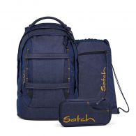 Satch Pack Schulrucksack Set Denim Blue