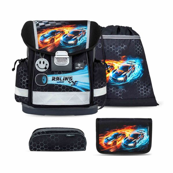Belmil Mini-Fit ergonomisches Schulranzen-Set 4-teilig Rennauto #1