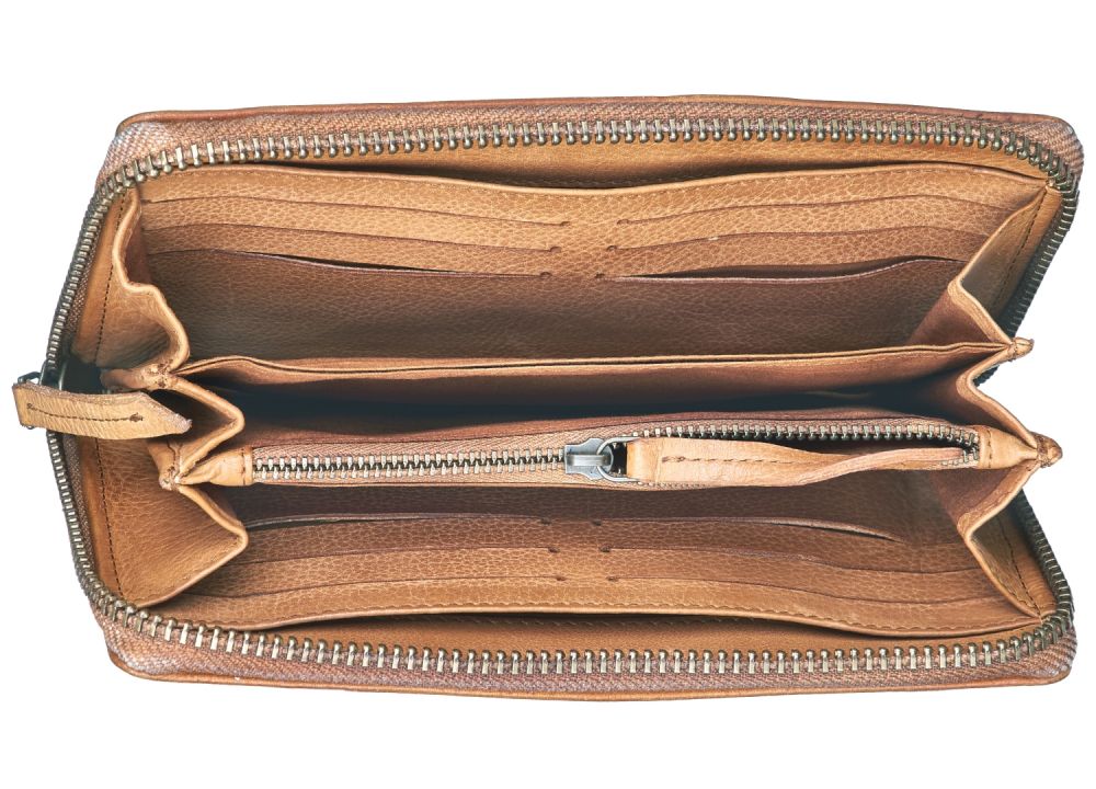 Bull Hunt Large Zip Wallet-Light Tan #3